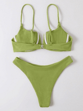 Conjunto de bikini acanalado con aros